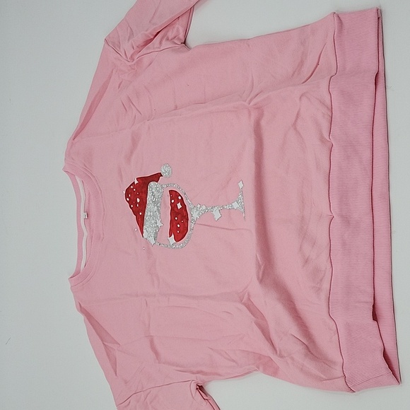 Pink Santa Wine Glass Sweatshirt New - Picture 12 of 15